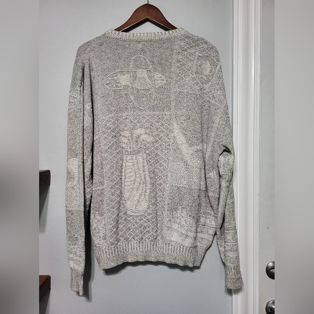Vintage Winona Grandpacore Gray Golf Knit Novelty Sweater Men's Size XL - Picture 5 of 6